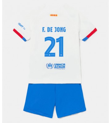 Barcelona Frenkie de Jong #21 Segunda Equipación Niños 2023-24 Manga Corta (+ Pantalones cortos)